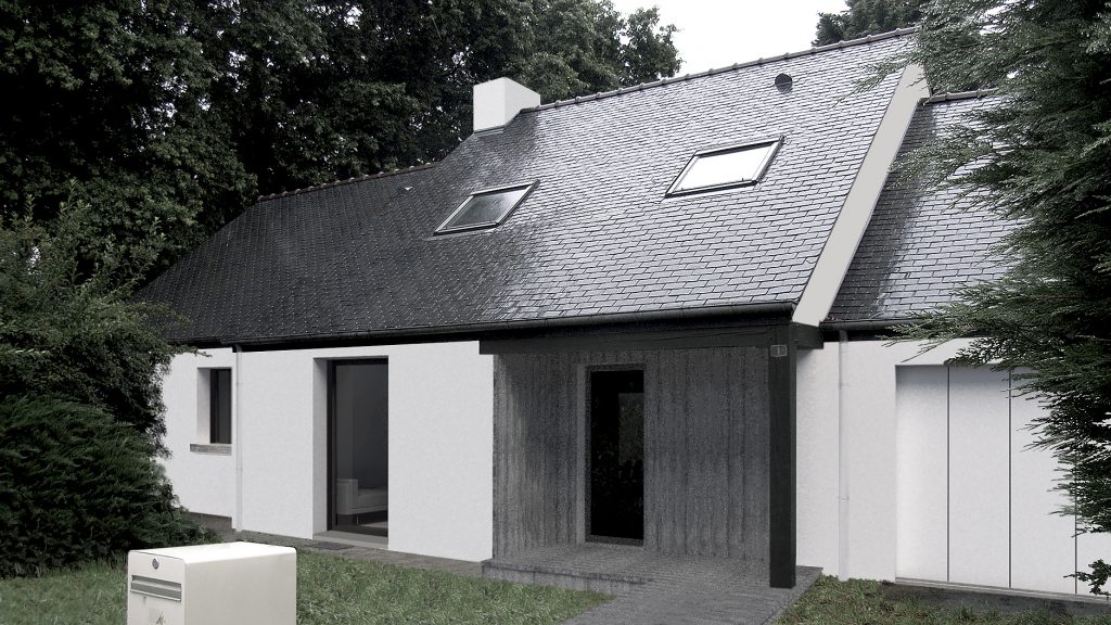 Façade d'entrée rénovée après travaux